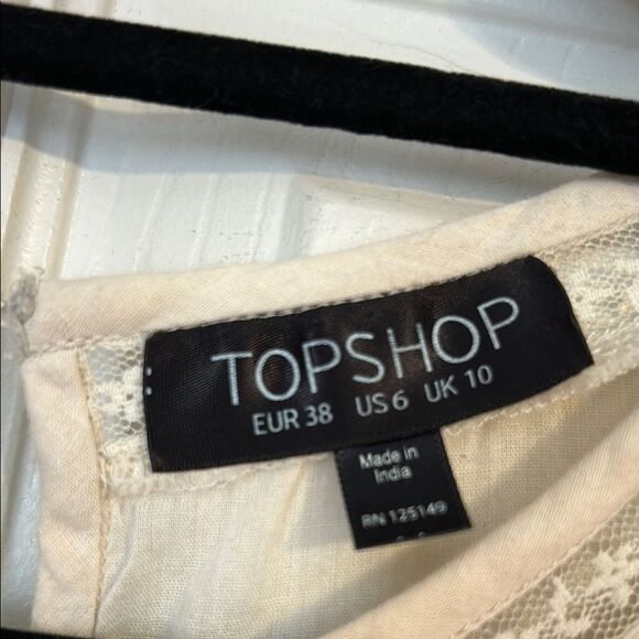 TOPSHOP Size 6 Cream Pullover Dress Lightweight Lace Victorian Fit & Flare Midi - Picture 5 of 8